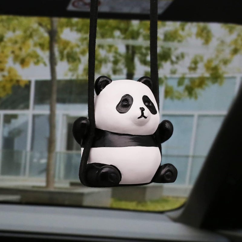Kiofs Panda Car Hanging Ornament - Swinging Panda Hanging Swing for Rear View Mirror, Funny Car Decor - Image 2